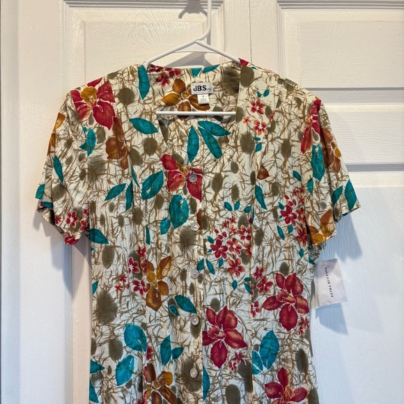 J.B.S. Dresses & Skirts - Vintage NWT JBS Floral Button Up Maxi Dress - Size 12